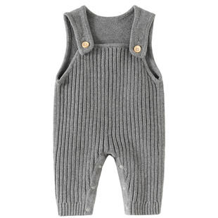 婴儿背带裤小月龄宝宝秋冬纯棉a类针织裤子男宝秋季内穿打底裤新