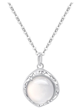 老凤祥925银白玉髓项链女轻奢小众设计感锁骨链情人节日生日礼物