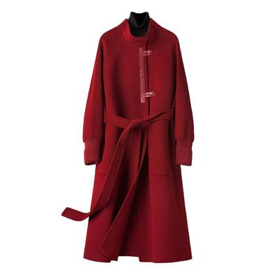 BXV气质立领中长款系带羊毛大衣