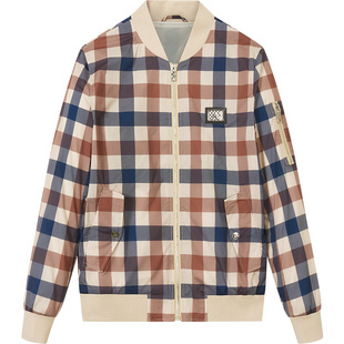 BM印花格子高级感外套男轻奢2022年新款春季轻熟风男装夹克棒球服