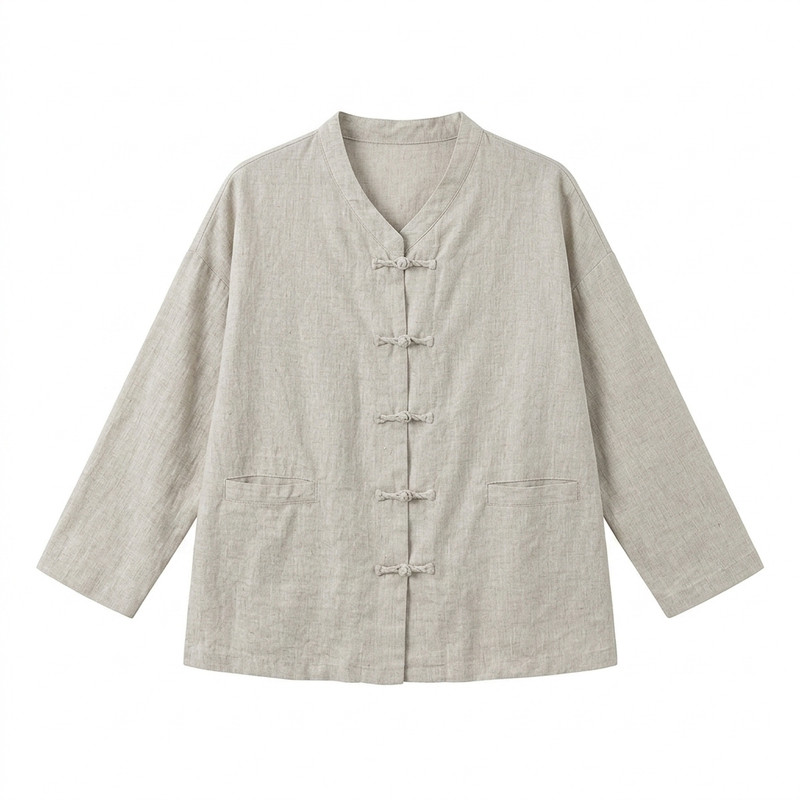 新中式纯亚麻外套文艺上衣太极服