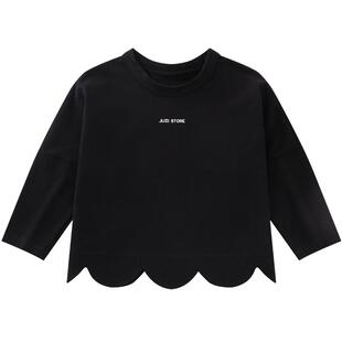 JUZI STORE童装T恤氨纶汗布花瓣边装饰上装长袖套头衫女童1125002