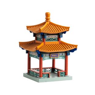 晚峰月宫彩绘版榫卯积木中国古建筑模型实木榫卯拼搭玩具斗拱礼物