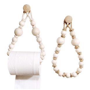 创意手工编织木珠卷纸架麻绳免打孔民宿卫生纸巾盒卫生间洗脸巾架