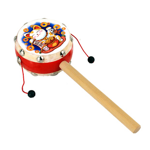 羊皮拨浪鼓老式不巴波浪鼓手摇鼓可啃咬宝宝儿童婴儿0一1岁半玩具