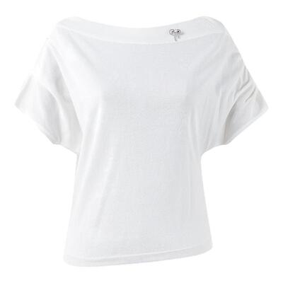 MISS COCOON可可尼女款法式设计感斜肩上衣2025秋季新款白色短袖