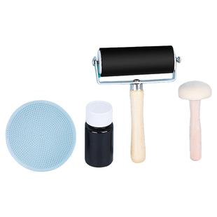 版画工具套装油墨滚筒颜料拓印滚轮版画滚筒美术专用拓印工具材料包马莲木蘑菇全套版画工具套装