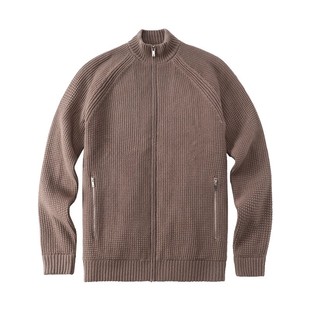 MrBu布先生蓄热锁温羊毛开衫外套秋冬防风立领纯色男士毛衣断码