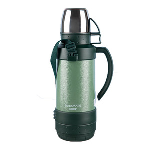 合口美304不锈钢户外出大容量保温壶1.8L车载旅行真空保冷热带绳