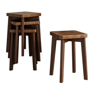 实木餐椅家用椅子简约餐凳出租房餐桌凳子小户型中古风家具堆叠椅