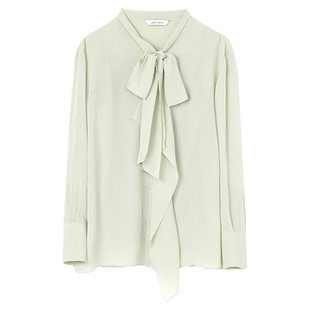 朗姿法式荷叶边优雅衬衫女飘带领通勤风上衣2025年冬季新款