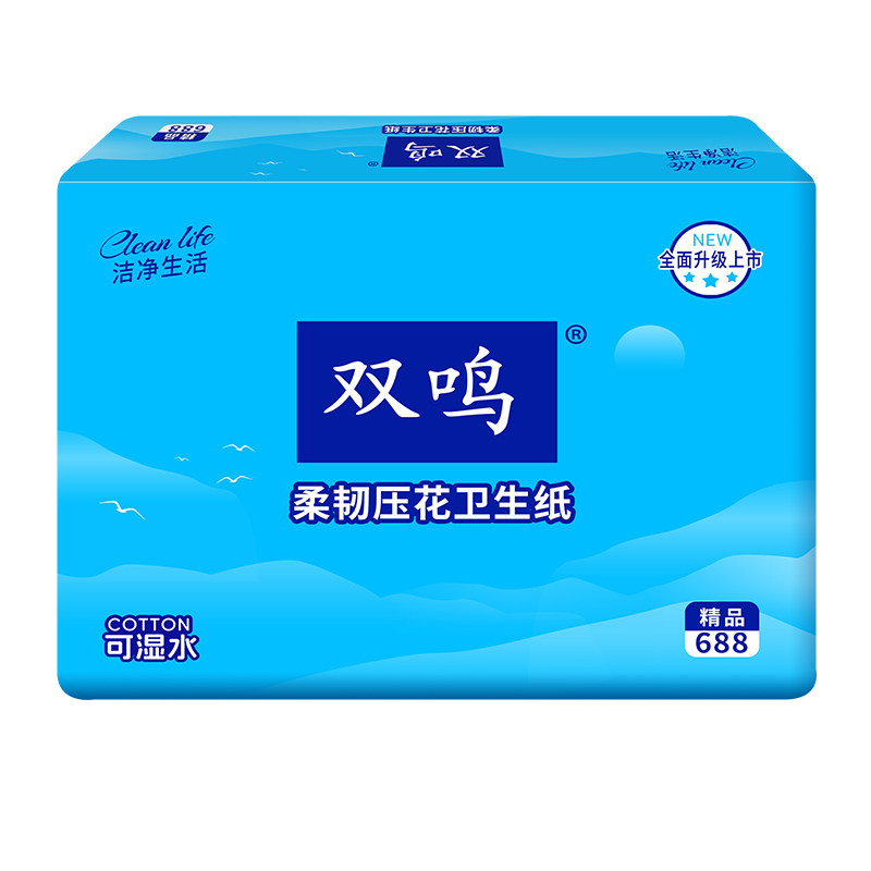 双鸣平板压花卫生纸家庭装