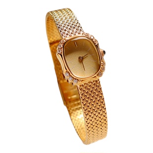 日系新款中古风复古小众高级感金色小表盘时尚精致女士小金表手表