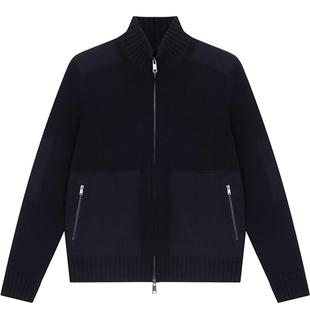 ERDOS 男装羊毛绒混纺外套秋冬黑色半高领厚款开衫休闲舒适