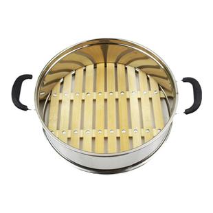 竹底蒸笼蒸格竹笼屉不锈钢蒸屉格子炒锅蒸锅汤锅通用平口笼