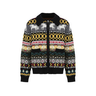 范洛Fano 肌理感混纺纱线趣味小马组合图案点亮冬日针织开衫毛衣