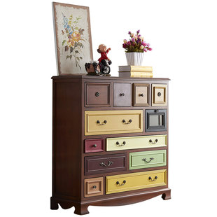 中古风五斗柜卧室客厅收纳柜子美式储物柜实木十斗柜多功能复古