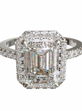 壹钻18K金祖母绿轻奢定制订婚戒