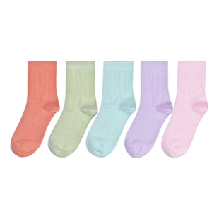 5双装 往往高棉袜子女秋冬季5A抗菌消臭吸汗透气纯色休闲中长筒袜