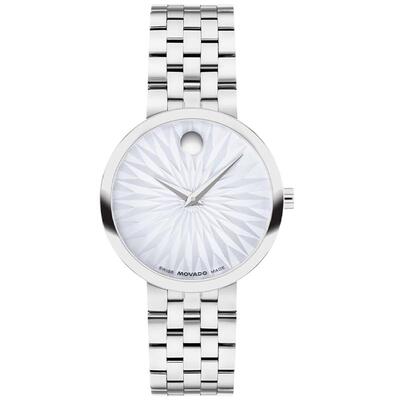 【25新款】Movado/摩凡陀MUSEUM 冰蓝色折纸盘五节链石英女士腕表