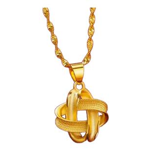 香港正品金黄色沙金项链仿999如意结吊坠不掉色玫瑰花爱心项链女