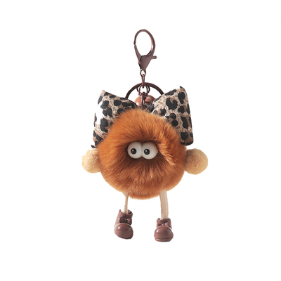 可爱獭兔毛豹纹蝴蝶结小煤球