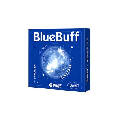 海昌蓝buff月抛3/6片隐形近视眼镜舒适轻薄透明片官方旗舰店正品