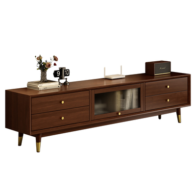 家逸实木电视机柜收纳储物一体客厅边柜茶几组合中古风家具落地柜