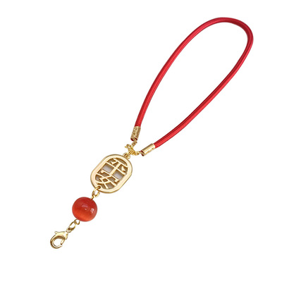 马年春节大红色平安挂绳子龙虾扣汽车后视镜车载挂件公仔玩偶娃娃