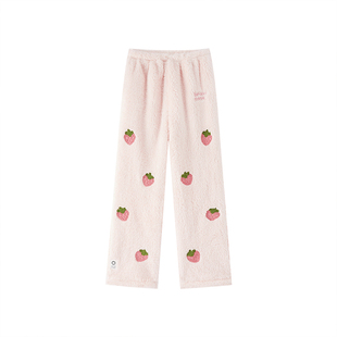 BE珊瑚绒睡裤女长裤秋冬法兰绒加厚居家裤冬季冬款加绒春秋家居裤