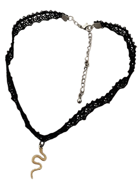 蕾丝蛇形挂坠性感神秘锁骨链项链