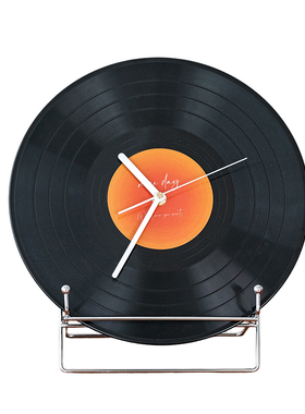 复古黑胶唱片桌面日落钟摆件