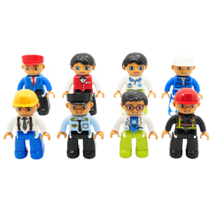 国产积木大颗粒人仔公仔人偶职业警察消防员建筑工人工程师过家家