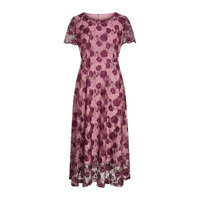 马天奴脏粉色绣花蕾丝连衣裙