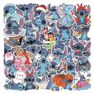 50张粉蓝色史迪仔星际卡通动画贴纸装饰ipad手机电脑行李箱充电宝水杯桌面墙面储物箱玻璃门防撞不干胶贴纸
