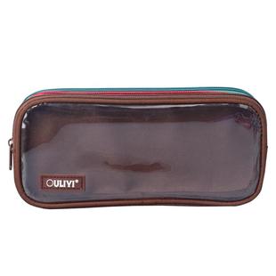 欧力益大容量多功能笔袋2023年新款文具袋男童简约多层铅笔盒透明学生防水撞色拉链式初高中生女孩收纳笔盒