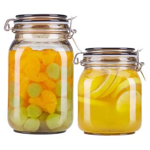 喜碧贝吉融色炫彩玻璃密封罐储藏瓶家用保鲜收纳罐暗金色 2件套