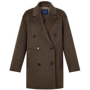 【专柜正品】Hazzys哈吉斯中长款宽松大衣女秋冬季英伦风休闲外套