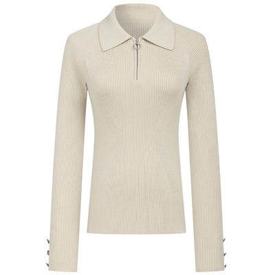 曼德诗拉链套头毛针织衫