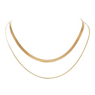 双层钛钢项链女小众设计高级感叠戴锁骨链时尚ins蛇骨链甜酷颈链