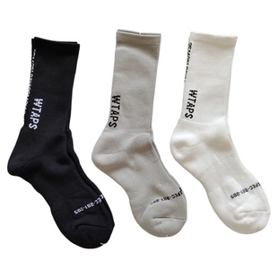日版3双装WTAPS西山彻字母潮袜男女中高筒加厚毛巾底纯棉运动袜子