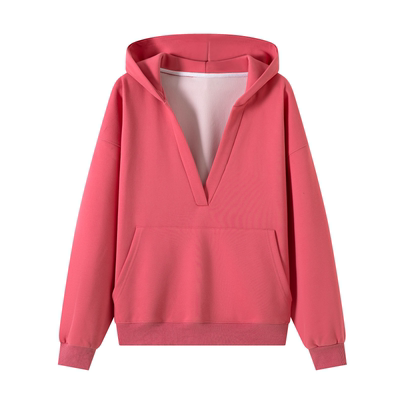 连帽卫衣女V领春秋冬慵懒风上衣