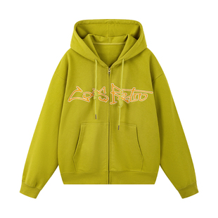 CoosRetro美式复古刺绣开衫连帽卫衣男女春秋潮牌百搭休闲外套