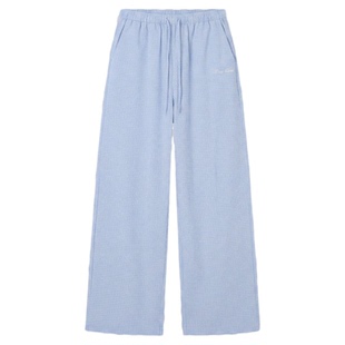 CLIMAX VISION夏日海岛慵懒风轻薄格纹遛弯裤女宽松直筒休闲长裤