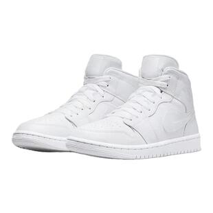 耐克Air Jordan 1 Mid AJ1男女纯白复古高帮休闲篮球鞋554724-130