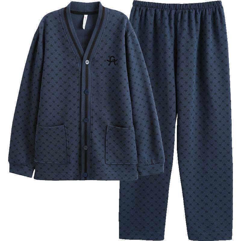 芬腾秋冬季纯棉长袖抗菌男款睡衣