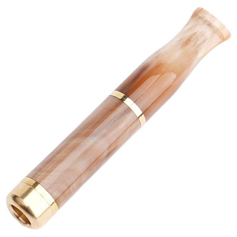 正品天然牛角双芯烟嘴粗中细一体三用双重过滤器高档循环型可清洗