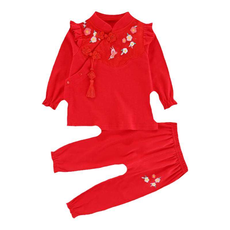 女宝宝1一2周岁礼服秋季套装春夏装婴儿满月百日天宴抓周衣服唐装