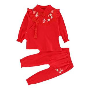 女宝宝1一2周岁礼服秋季套装春夏装婴儿满月百日天宴抓周衣服唐装