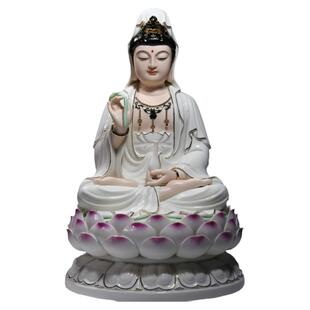 陶瓷成套装佛像家用供奉西方娑婆三圣像观音菩萨如来地藏佛像摆件